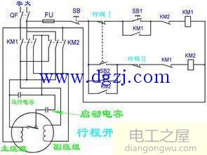 220v电念头正反转加行程开关接线原理图