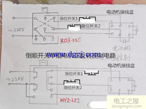 220v电念头正反转加行程开关接线原理图